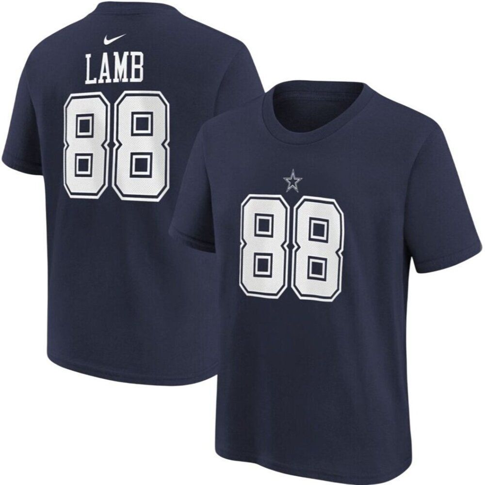 Nike Boys Dallas Cowboys CeeDee Lamb #88 T-Shirt YLG Navy Blue Football Nike Tee